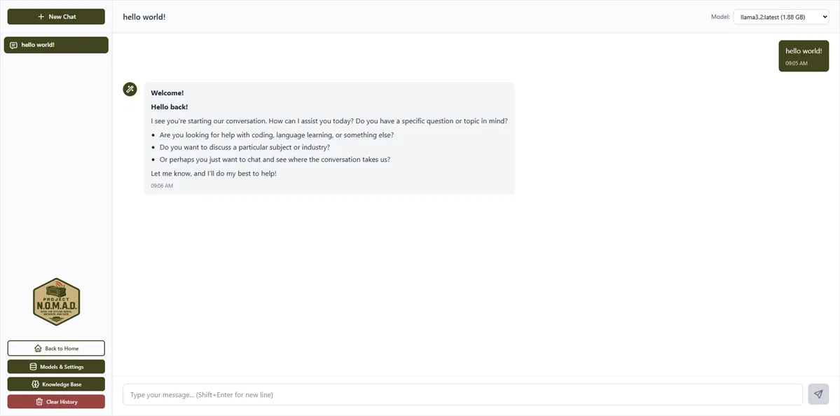Lokales KI-Chat-Panel von Project NOMAD