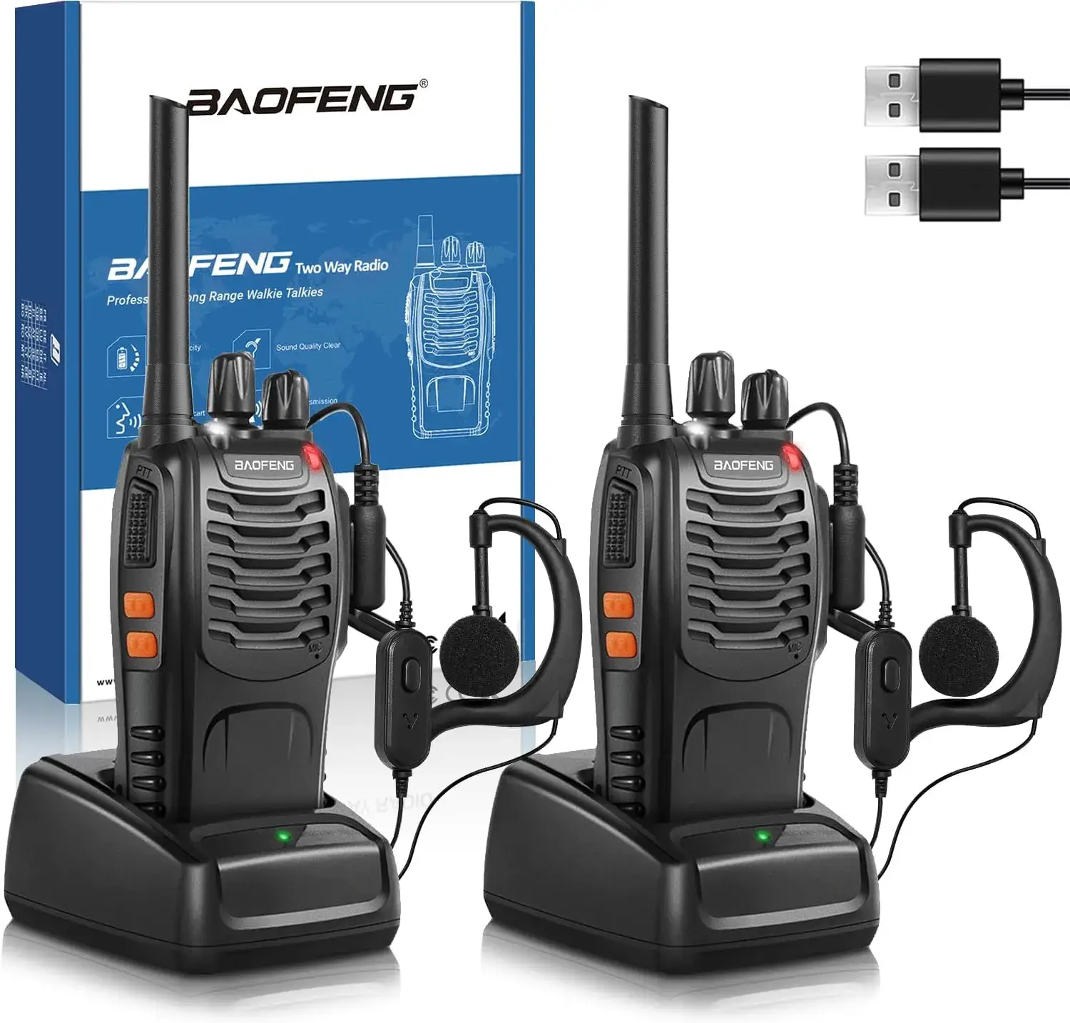 Baofeng Walkie PMR 2er-Pack Wiederaufladbar
