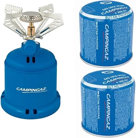 Campingaz Camping 206 S 1,2 kW Gaskocher fürs Camping mit 2 Gaskartuschen à 190g