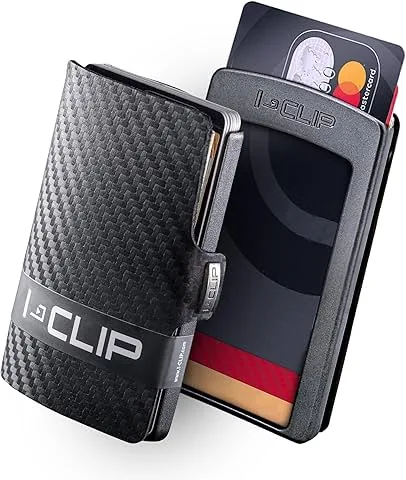 Original Slim-Brieftasche für Herren - Geldbörse mit Clip - Mini-Geldbeutel für bis zu 12 Karten - ultraleicht 22 g - Echtleder in Carbon-Optik - schwarzer Rahmen