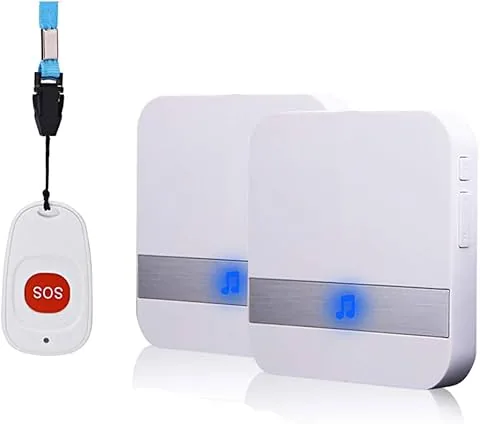 Kabelloser Mobilfunk-Alarm fürs Zuhause mit Notfallknopf, Plug-in-Version, Panikalarm, kabelloser Alarm für Senioren (1 bis 2 Weiß)