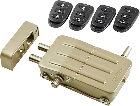 ARREGUI CI10D unsichtbares Sicherheitsschloss für Türen mit 4 Fernbedienungen | Einbruchschutz | Schutz vor Hausbesetzern | elektronisches Türschloss | kabelloses Schloss | Innenriegel | gold