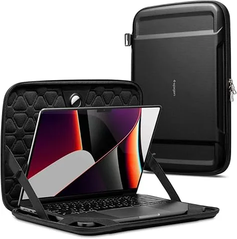 Spigen Schutzhülle Rugged Armor Pro für Laptop, kompatibel mit MacBook Pro 16 Zoll (2026-2021) / MacBook Air 15 Zoll (2026-2023) / Galaxy Book Pro 15.6" / LG gram 360 16" - Schwarz
