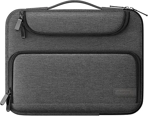 MoKo Tablet-Tasche 9-11" mit Griff und mehreren Fächern, kompatibel mit Galaxy Tab S9 11" 2023, iPad Pro 11 M2 2022-2018, iPad 10 10,9" 2022, iPad Air 5 10,9" 2022, iPad 9/8/7 10,2", Tab S8 11", Schwarz+Grau