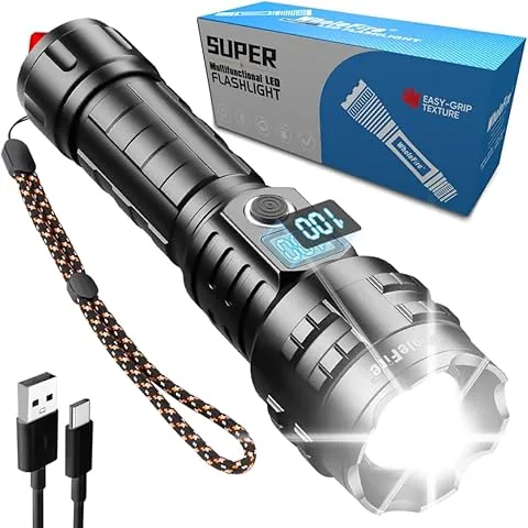 Hochleistungs-LED-Taschenlampe wiederaufladbar, LED-Taschenlampe wiederaufladbar per USB, XHP70.2 20000 Lumen super leistungsstarke batteriebetriebene Taschenlampe