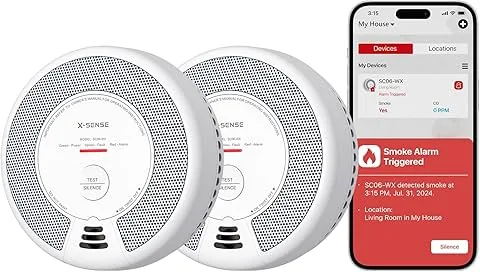 X-Sense WLAN-Alarm für Rauch und Kohlenmonoxid mit austauschbarer Batterie, kombinierter Smart-Melder kompatibel mit der