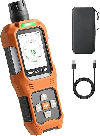 TOPTES CT-580 Kohlenmonoxid-Melder, wiederaufladbarer CO-Melder mit Vibrations-, visuellen und akustischen Alarmen, trag