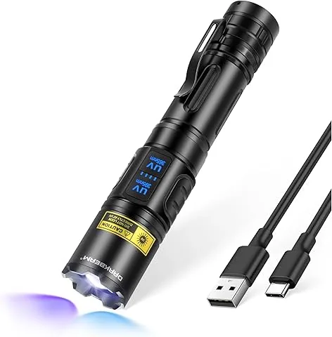 DARKBEAM UV-Taschenlampe 365nm & 395nm Schwarzlicht, doppelt, leistungsstarke LED-Ultraviolett-Lampe, Wood-Lampe mit verstellbarem Fokus, wiederaufladbar per USB, Urin-Detektor für Haustiere, für Uranglas, Bernstein, Harz