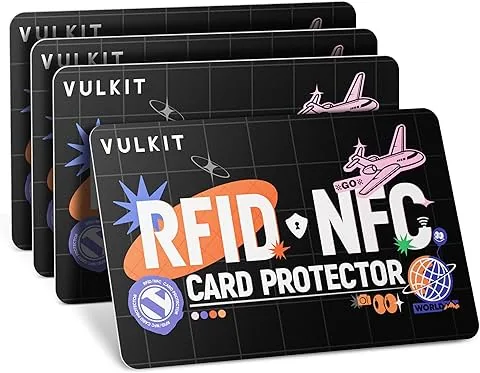 RFID-/NFC-Blockierkarten - 4er-Pack, ultradünner Kreditkartenschutz, kontaktloser Kartenschutz, Premium-NFC-Blocker, für Kreditkarten, Reisepässe, Geldbörse