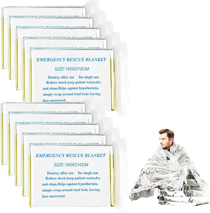 10er-Pack Rettungsdecken Gold/Silber 210x160cm