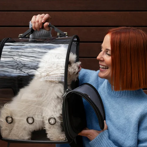 morpilot Faltbare Katzentransportbox mit Napf und Tragegurt