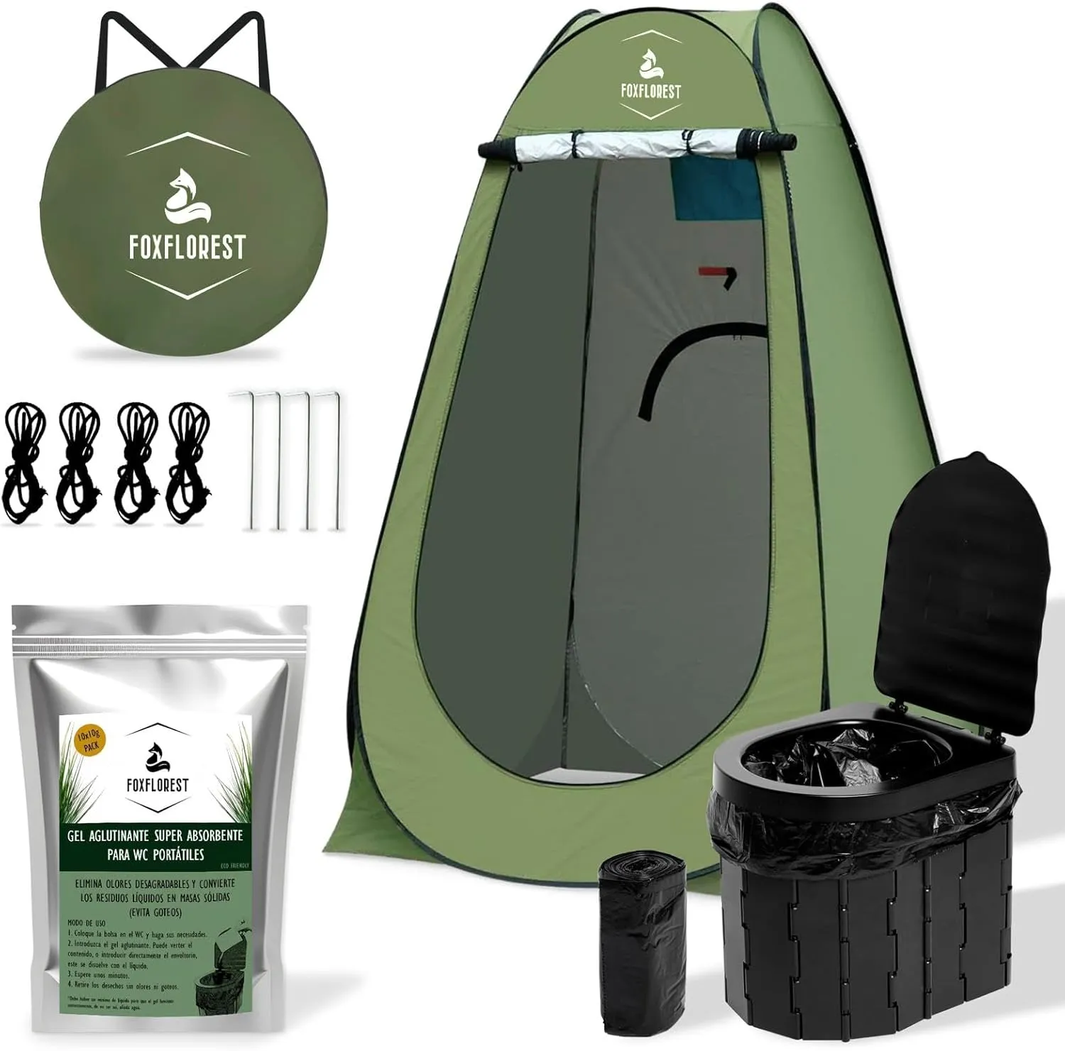 Tragbare Toilette Kit mit Zelt und Bindemittel-Gel